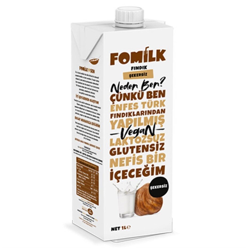 FOMİLK FINDIK SÜTÜ 1 LT- ŞEKERSİZ
